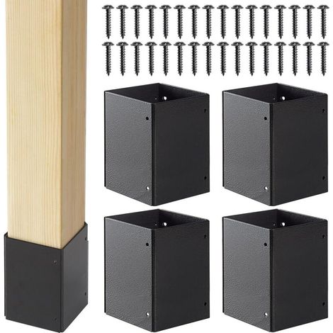 Set aus 4 verstellbaren Pfostenschützern aus Edelstahl 304 (Verstellbereich 8,4 bis 15,2 cm), schützt Briefkästen, Terrassen und Zäune vor Regen und Beschädigung. (1/5)