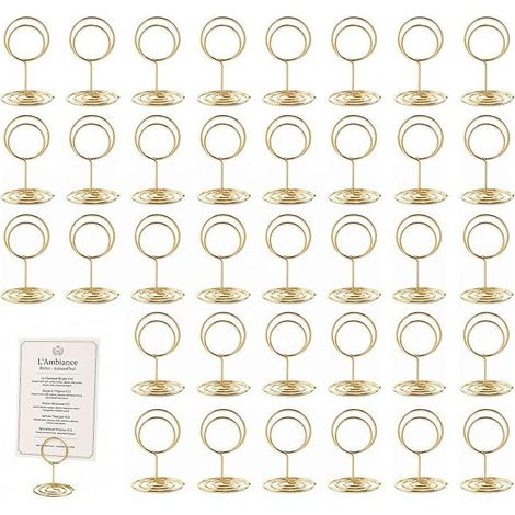 Porte Numero de Table Portes-Photos sur Pied (Rond,Or) (1/5)