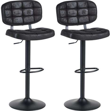 Conjunto de 2 sillas de bar giratorias y regulables en altura estilo retro tapizados en gamuza sintética negro Tilton (1/5)