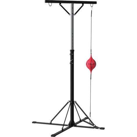 Boxsackständer Höhenverstellbar, Freistehende Boxsackhalterung mit Speedball, bis 60 kg Belastbar, Stahl, Schwarz