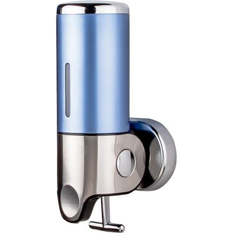 Manueller Wandseifenspender für Flüssigseife, ideal für Küchen und Hotels. Auch geeignet für Shampoo, Spülung und Duschgel. Fassungsvermögen: 500 ml. Farbe: Silber (Blau). – AquaForge (1/3)