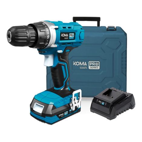 Kit maletin taladro atornillador con 70 accesorios 20v con batería y cargador koma tools (1/5)
