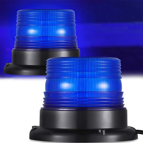 1 gyrophare LED bleu, stroboscopique 12-80 V, aimant intégré, étanche, pour camion, voiture et véhicules professionnels (1/5)