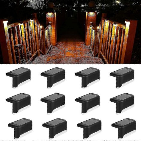 Lampes solaires étanches pour escaliers extérieurs, terrasse, clôture, patio - Lot de 4/8/12 lampes solaires LED (1/5)