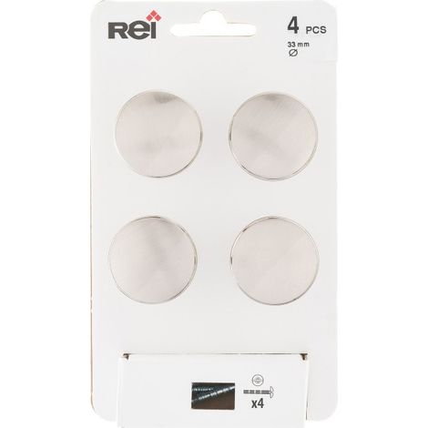 Set 4 pomelli per mobili rotondi in zama spazzolata H.27 x L.33 x P.33 mm REI