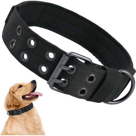 Collier pour Chien, Collier Chien Tactique, Colliers de Chiens Réglable avec Fermeture à Clip, Réglable 45-55 cm, pour Chiens de Taille Moyenne Grand Entraînement (Noir, 5cm Largeur) (1/5)