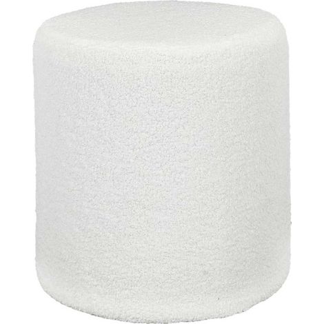 REGINA - Pouf en tissu bouclette blanc (1/3)