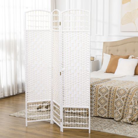 Écran Séparation Corde Pliante Pliable Panneaux Décoration Chambre Salon Mobilier Intérieur Blanc 120x170cm