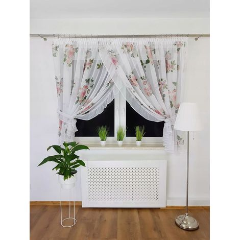Tenda in garza con volant e nastro di zirconi - 400x160 cm (1/5)