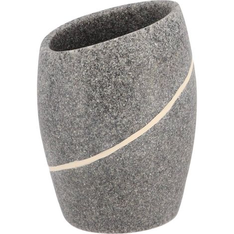 Taza redonda de polisresina con efecto piedra - gris - Tendance