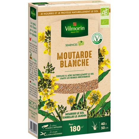 Vilmorin – Engrais vert moutarde blanche BIO – Graines pour limiter les mauvaises herbes – Racines profondes pour ameublir le sol
