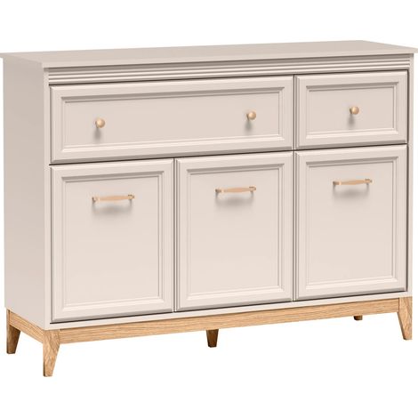 AX LIVING Kommode Nymphen Cashmere 2 Schubladen 3 Türen MDF Eiche Beine