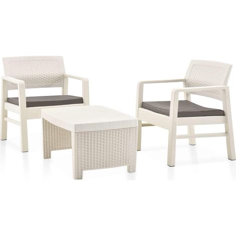vidaXL Salon de jardin 3 pcs Plastique Blanc (1/5)