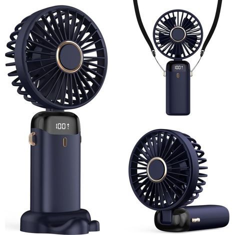 Ventilateur portable rechargeable, mini ventilateur alimenté par batterie 5000 mAh, 5 vitesses et affichage LED, ventilateur de table longue durée pour bureau, chambre, activités de plein air et voyag (1/5)