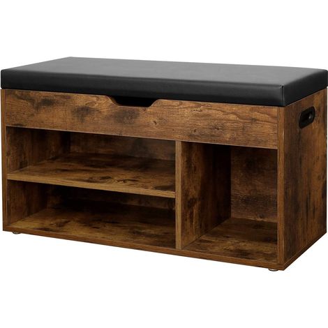 Estante zapatero con asiento loft de madera