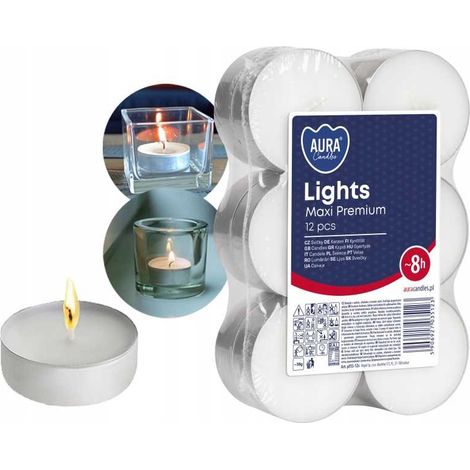 AURA Kerzenlichter Maxi Premium 8h 12 Stück pf35-12s