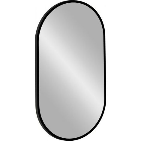 Miroir mural oval Led tactile - Cadre noir - L 90 cm x l 50 cm - Lustro Apollo - Livraison gratuite