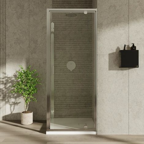 Box doccia 70x80 cm con apertura a battente e parete fissa vetro 6mm trasparente profili cromati h185 Tonga (1/4)
