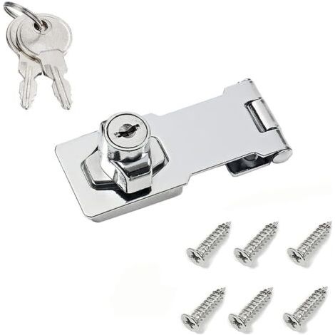PA Haspenschlösser mit Schlüssel, Schrankschlösser, Drehknopf-Schlossriegel mit Schlüssel für kleine Schranktüren, Zinklegierung mit verchromtem Eisen, mit Schlüsseln und Schrauben, Silber, 4 Zol (1/2)