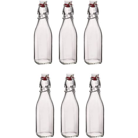 SET 6 BOTTIGLIE IN VETRO SWING CON TAPPO A CHIUSURA ERMETICA 0.250 LT