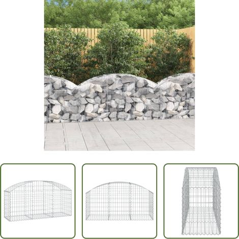 Schalldämmung - Gabione mit Hochbogen 150x50x60/80 cm Verzinktes Eisen (1/5)