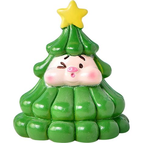 Décoration De Noël - Figurine Résine Porc Bonhomme De Neige - Scène De Paysage Miniature - Décor Arbre De Noël - Lot De 1 (1/5)