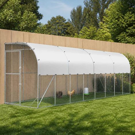 vidaXL Poulailler contre le mur Argenté 600 x 150 x 215 cm (1/5)