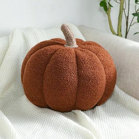 Halloween Citrouille Oreiller en Peluche Moelleux Citrouille Doux Coussin Cadeau pour La Décoration Intérieure Party(20cm, Marron) (1/4)