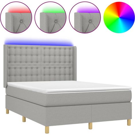 Maison Exclusive - Letto a Molle Materasso e LED Grigio Chiaro 140x190 cm Tessuto (1/5)