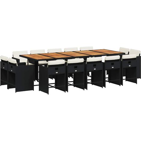 Maison Exclusive - 15-tlg. Garten-Essgruppe mit Kissen Schwarz Po