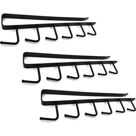 Porte tasse suspendue - Non spécifié - 3PCS - Métal noir - Installation sans perçage - Style industriel (1/4)