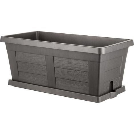 Jardinière "Legno" en plastique - Gris anthracite - L 60 x l 30 x H 26 cm - Livraison gratuite