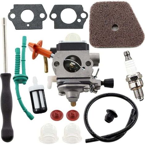 Kits de carburateur pour débroussailleuses Stihl FS87, FS90, FS100, FS110, FS130, HL90, HL95, HL100, HT100, HT101, KM90, KM100, KM110 et SP90. Références des pièces de rechange : 4180 120 0604 et 4180