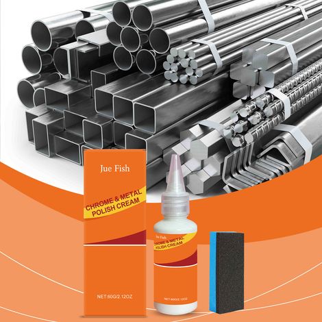 Metal polishing paste for rust prevention, stain removal, shine maintenance, and easy care of stainless steel and aluminum surfaces -- 60g1, sponge1 (1/5)