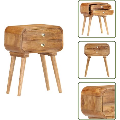 Table de chevet 43 x 30 x 58 cm Bois de manguier massif - Table De Chevet - Table Nuit - Mobilier Rustique - Bois De Manguier - Tiroir (1/5)