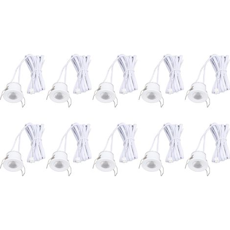 Petits spots LED encastrés (trou de 28 mm) pour vitrine à bijoux, prise US 100-240 V, lumière blanche (1/5)