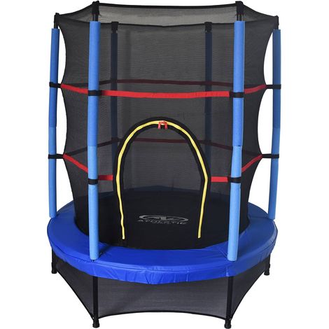 Trampolin Outdoor Toys Happy Jump Blue Durchmesser 140 cm mit Sicherheitsnetz