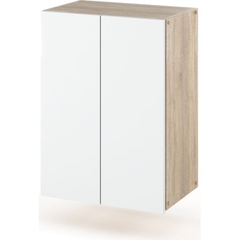 Wandhängender Badezimmerschrank aus weißer Sonoma-Eiche (1/5)