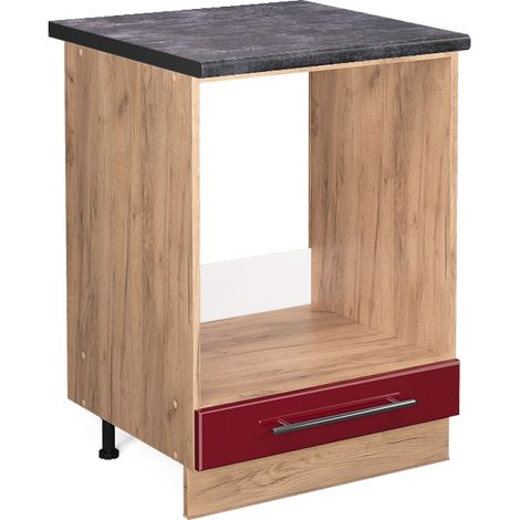 Herdumbauschrank Fame-Line, Bordeaux Hochglanz, 60 cm , AP Anthrazit, Vicco