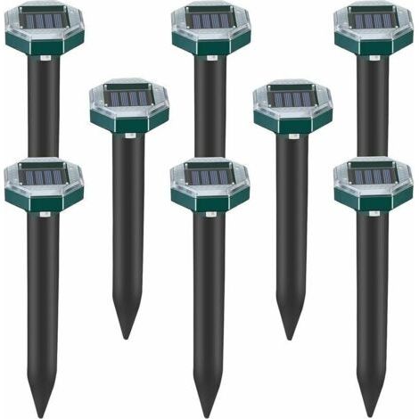 BUNTHAUS Lot de 8 pics repulsifs a ultrasons pour taupes, serpents et campagnols a energie solaire pour pelouse, jardin et cour, repulsif a sardines (1/5)