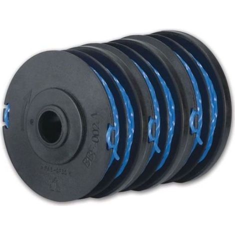 Lot de 3 bobines double fil RYOBI diamètre 1,65mm pour coupe-bordures électriques RAC123