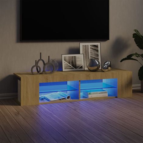 Meuble TV avec lumières LED, Banc TV, Support de Télévision, Meuble TV de salon chêne sonoma 135x39x30 cm YHJ33595 (1/5)