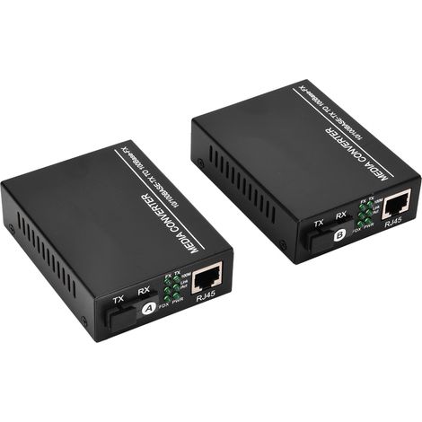 Convertisseur de média fibre optique Ethernet 10/100Mbps, émetteur-récepteur SC/FC avec adaptateur secteur 100-240V, prise UE (1/5)