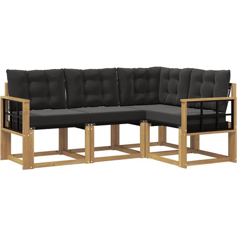 Conjunto de sofás de exterior 4 uds. Blanco y Negro vidaXL (1/5)