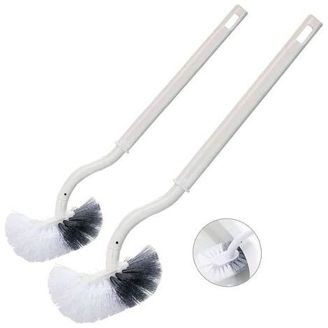 2PCS Brosse de Toilette Brosse WC Brosse de Toilettes à Manche Long Plastique, avec des Poils Solides pour Le Ménage des Toilettes, Nettoyage en Profondeur, Blanc (1/5)