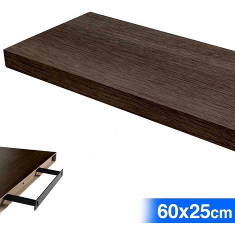 Mensola Parete Rettangolare Scaffale 60x25x4cm Libreria Legno MDF Wenghe (1/4)