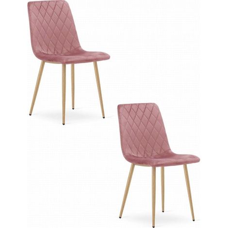 Leobert TURIN Set 2 Velour-Stühle Rosa Bequem