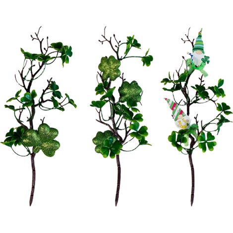 6 plantes de trèfle artificielles, trèfles artificiels, branches vertes, véritables plantes irlandaises, bouquet pour vase, décoration intérieure B (1/5)