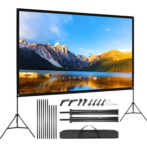 120" Écran de Projection avec Support, 4K HD 16: 9 Pliable Écran Videoprojecteur sur Pied, Écran sur trépied avec Sac Portatif pour Cinéma Maison Bureau Voyage (1/5)