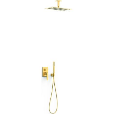Kit mitigeur encastré 2 voies Rapid‑box pour douche Slim Or Mat 24K - TRES 20238003OM